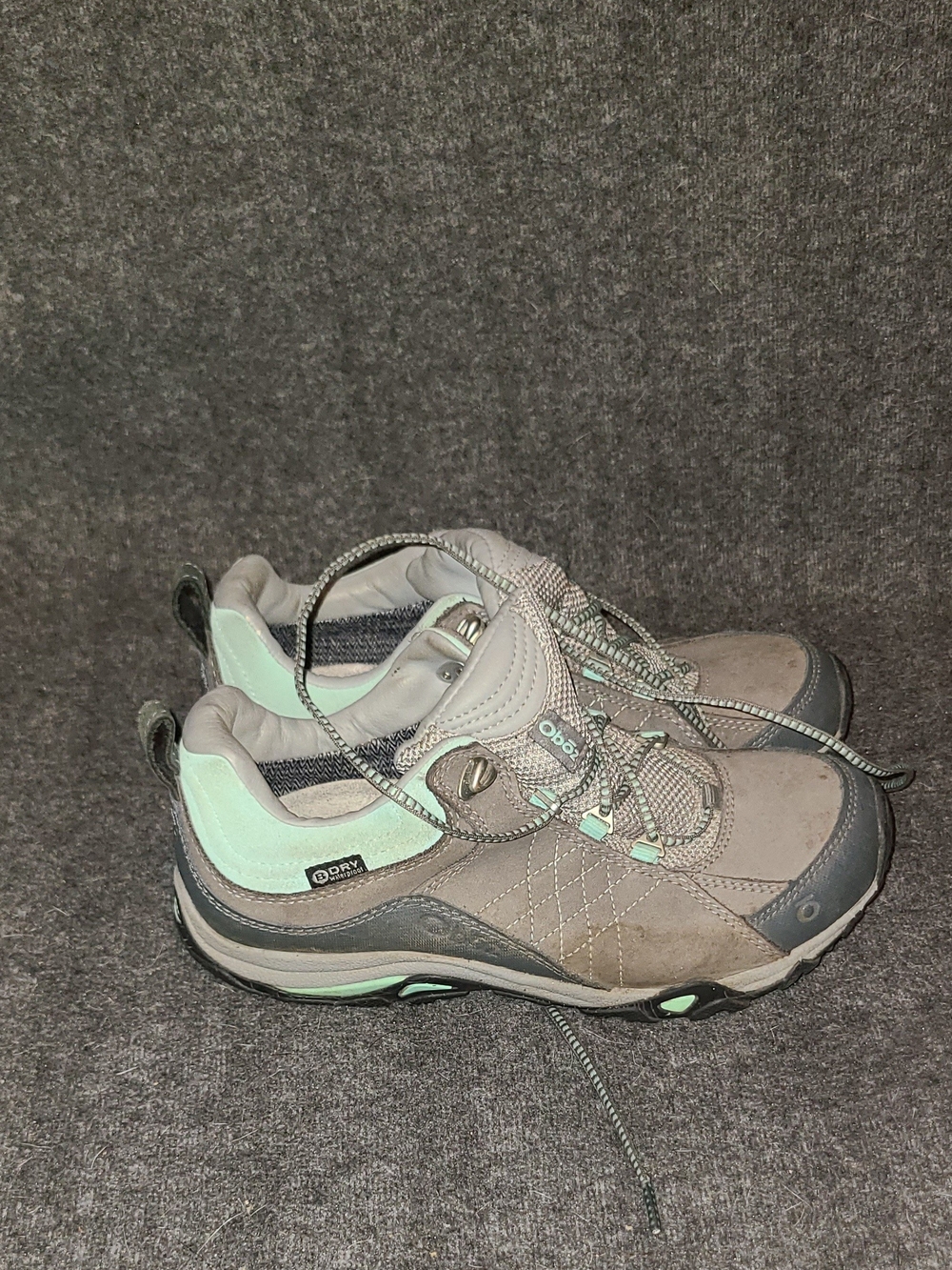 Oboz Womens Sapphire Low Waterproof Hiking Shoes Charcoal Beach Glass Sz 6.5